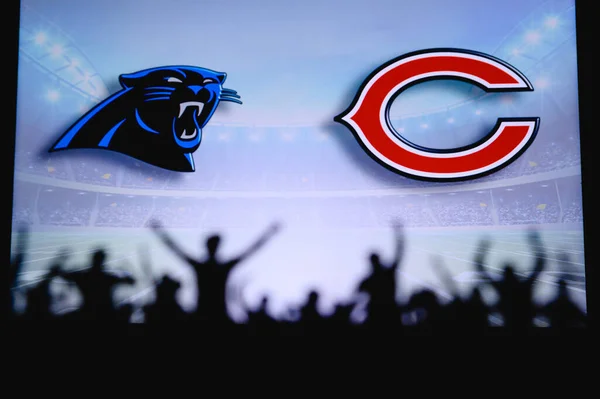 Carolina Panthers Chicago Bears Fans Support Nfl Game Silhouette Supporters — Stock Photo, Image