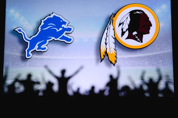 Detroit Lions Kontra Washington Redskins Rajongók Támogatják Nfl Game Silhouette — Stock Fotó