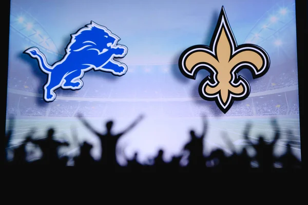 Detroit Lions New Orleans Saints Fans Support Nfl Game Silhouette — Stock Photo, Image