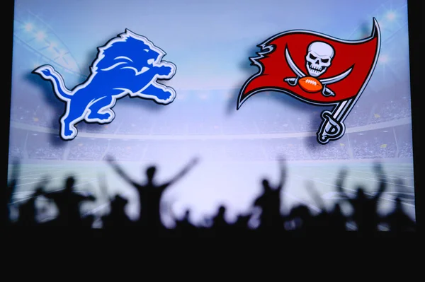 Detroit Lions Tampa Bay Buccaneers Fans Support Nfl Game Silhouette — Stock Photo, Image