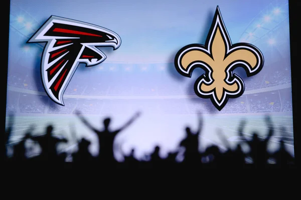 Atlanta Falcons New Orleans Saints Fans Support Nfl Game Silhouette — Stock Photo, Image