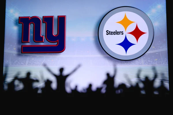 New York Giants Pittsburgh Steelers Fans Support Nfl Game Silhouette — Stock Photo, Image