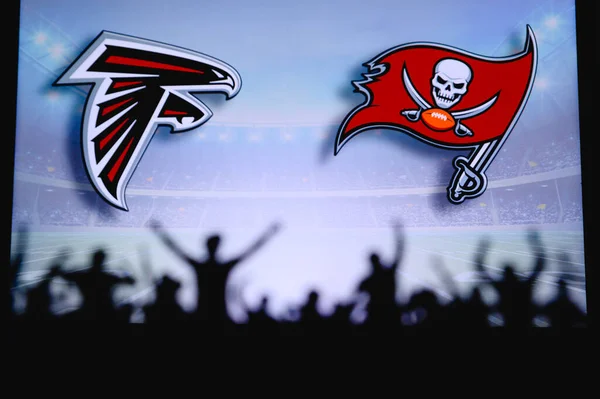 Atlanta Falcons Tampa Bay Buccaneers Fans Apoyo Juego Nfl Silueta — Foto de Stock