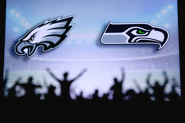 Philadelphia Eagles Seattle Seahawks Fans Apoyo Juego Nfl Silueta Los — Foto de Stock