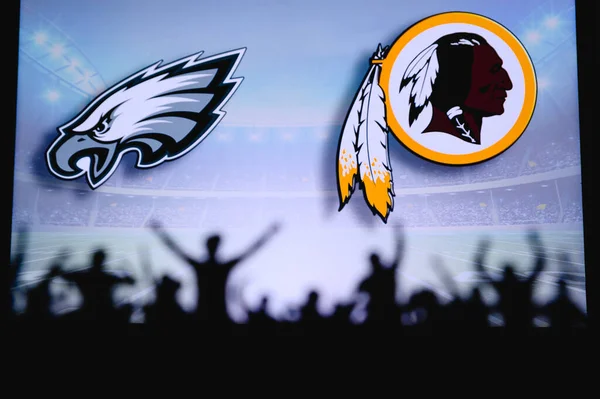 Philadelphia Eagles Washington Redskins Fans Apoyo Juego Nfl Silueta Los —  Fotos de Stock