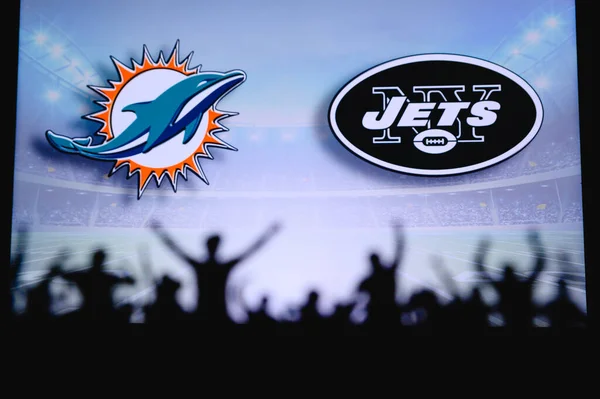 Miami Dolphins Contro New York Jets Supporto Dei Tifosi Nella — Foto Stock