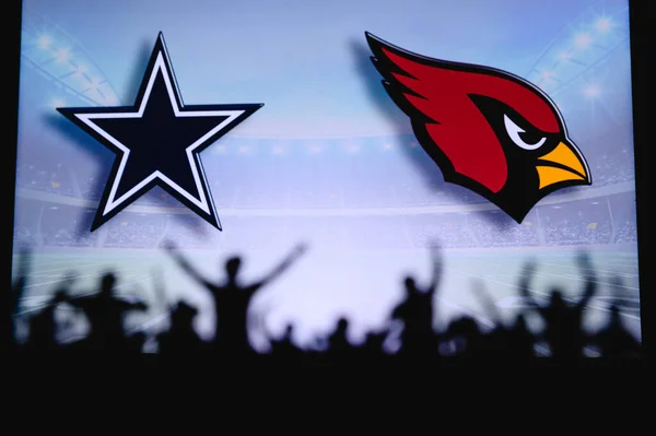Dallas Cowboys Gegen Arizona Cardinals Fans Unterstützen Nfl Spiel Silhouette — Stockfoto