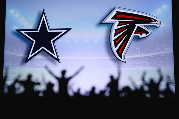 Dallas Cowboys Kontra Atlanta Falcons Fani Wspierają Nfl Game Sylwetka — Zdjęcie stockowe