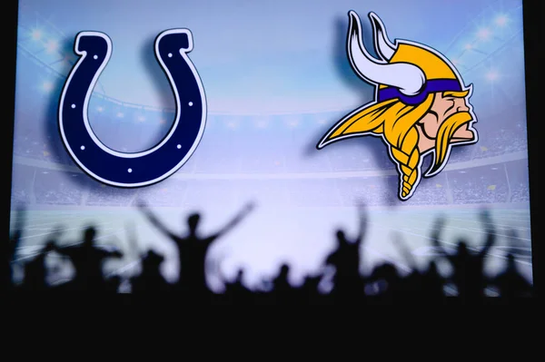 Indianapolis Colts Tegen Minnesota Vikings Fans Ondersteuning Nfl Game Silhouet — Stockfoto