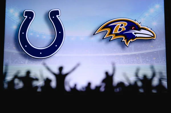 Indianapolis Colts Mot Baltimore Ravens Fans Stöd Nfl Game Silhuett — Stockfoto