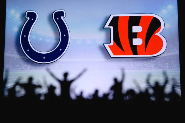 Indianapolis Colts Mot Cincinnati Bengals Fans Stöd Nfl Game Silhuett — Stockfoto