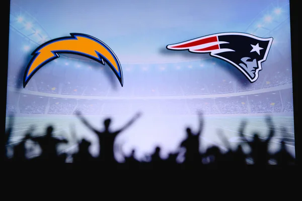 Los Angeles Chargers Kontra New England Patriots Rajongók Támogatják Nfl — Stock Fotó