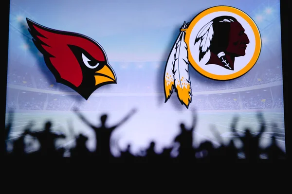 Arizona Cardinals Washington Redskins Fans Support Nfl Game Silhouette Supporters — Stock Photo, Image