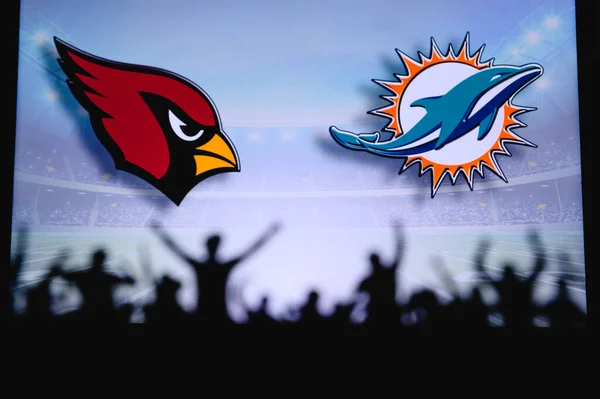 Arizona Cardinals Miami Dolphins Fans Support Nfl Game Silhouette Supporters — Stock Photo, Image