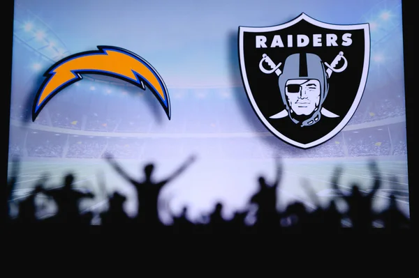 Los Angeles Chargers Kontra Las Vegas Raiders Rajongók Támogatják Nfl — Stock Fotó