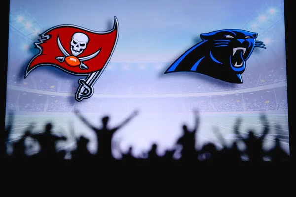 Tampa Bay Buccaneers Carolina Panthers Fãs Apoiam Nfl Game Silhueta — Fotografia de Stock