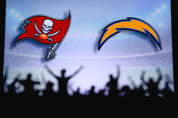 Tampa Bay Buccaneers Kontra Los Angeles Chargers Fani Wspierają Nfl — Zdjęcie stockowe