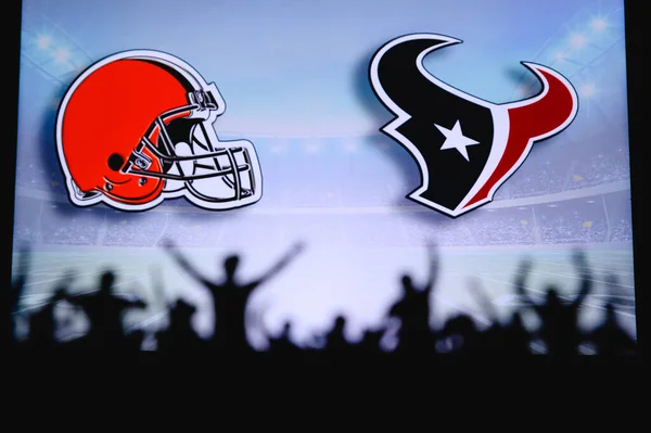 Cleveland Browns Houston Texans Fãs Apoiam Nfl Game Silhueta Apoiantes — Fotografia de Stock