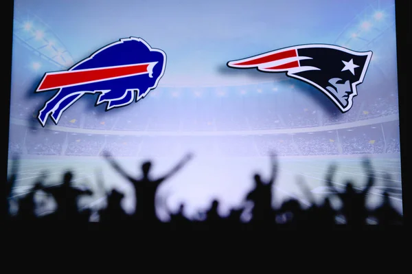 Buffalo Bills New England Patriots Fãs Apoiam Nfl Game Silhueta — Fotografia de Stock