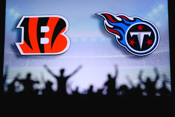 Cincinnati Bengals Tennessee Titans Підтримує Nfl Game Силует Прихильників Великий — стокове фото