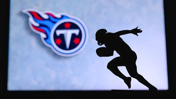Tennessee Titans Silhuett Professionell Amerikansk Fotbollsspelare Logotyp För Nfl Klubb — Stockfoto