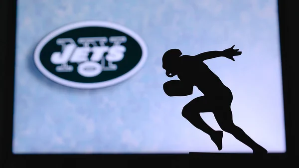 New York Jets Silhouette Giocatore Football Americano Professionista Logo Del — Foto Stock