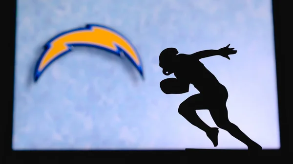 Los Angeles Chargers Silueta Profesionálního Amerického Fotbalisty Logo Klubu Nfl — Stock fotografie