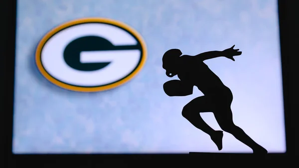 Green Bay Packers Silhouette Eines Amerikanischen Fußballprofis Logo Des Nfl — Stockfoto