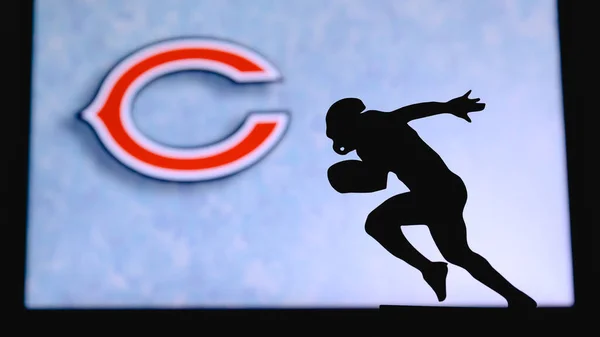 Chicago Bears Silhuett Professionell Amerikansk Fotbollsspelare Logotyp För Nfl Klubb — Stockfoto