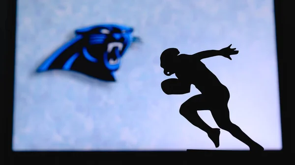Carolina Panthers Silhouette Footballeur Américain Professionnel Logo Club Nfl Arrière — Photo