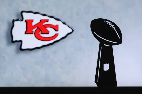 Kansas City Chiefs Profi Amerikai Labdarúgó Klub Sziluett Nfl Trófea — Stock Fotó