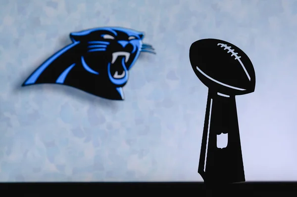 Club Football Américain Professionnel Carolina Panthers Silhouette Trophée Nfl Logo — Photo