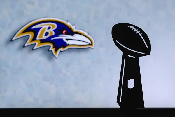 Baltimore Ravens Club Football Américain Professionnel Silhouette Trophée Nfl Logo — Photo