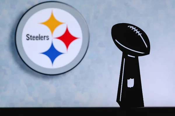 Pittsburgh Steelers Club Football Américain Professionnel Silhouette Trophée Nfl Logo — Photo