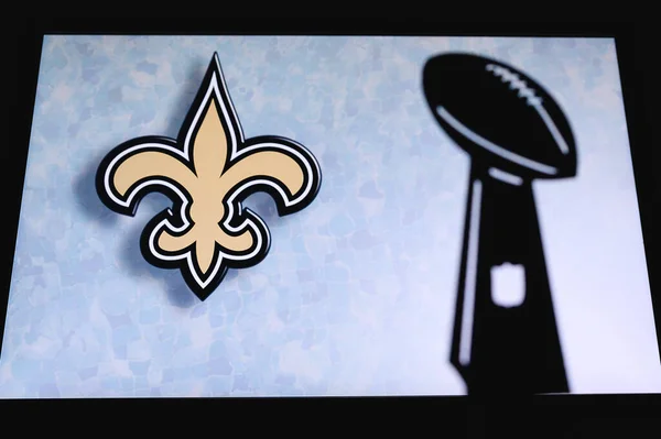 New Orleans Saints Profi Amerikai Labdarúgó Klub Sziluett Nfl Trófea — Stock Fotó