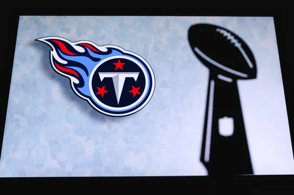 Tennessee Titans Profesjonalny Amerykański Klub Piłkarski Sylwetka Trofeum Nfl Logo — Zdjęcie stockowe