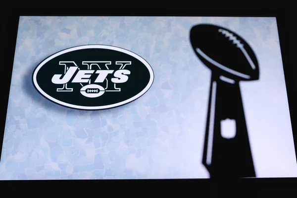 New York Jets Profi Amerikai Labdarúgó Klub Sziluett Nfl Trófea — Stock Fotó