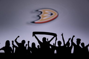 TORONTO, Kanada, 17. Anaheim Ducks taraftarları NHL hokey takımını kutluyor ve destekliyor..