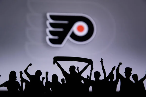 Filadelfia Flyers Fani Świętują Wspierają Drużynę Hokejową Nhl — Zdjęcie stockowe