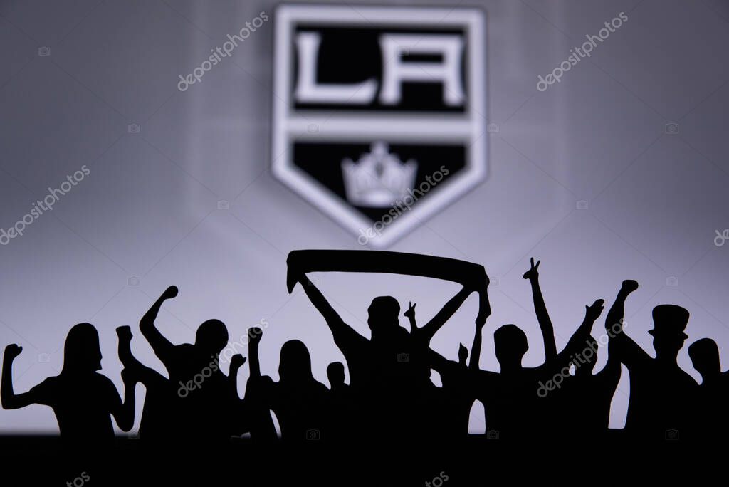 TORONTO, CANADA, 17. JULY: Los Angeles Kings Fans celebrate and support the NHL hockey Team.