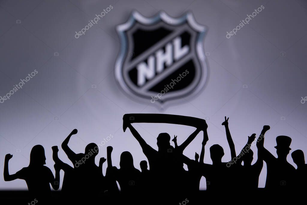 TORONTO, CANADA, 17. JULY: National Hockey League Fans celebrate and support the NHL hockey Team.