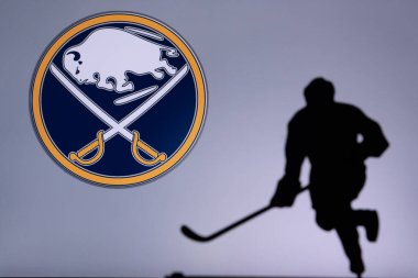 TORONTO, Kanada, 17. Buffalo Sabres Konsepti fotoğrafı. Profesyonel NHL hokey oyuncusunun silueti