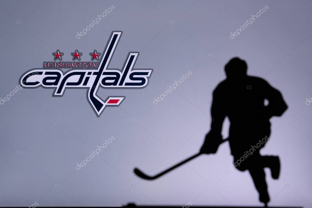 TORONTO, CANADA, 17. JULY: Washington Capitals Concept photo. silhouette of profesiional NHL hockey player
