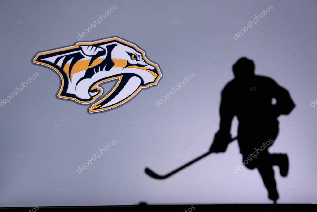 TORONTO, CANADA, 17. JULY: Nashville Predators Concept photo. silhouette of profesiional NHL hockey player
