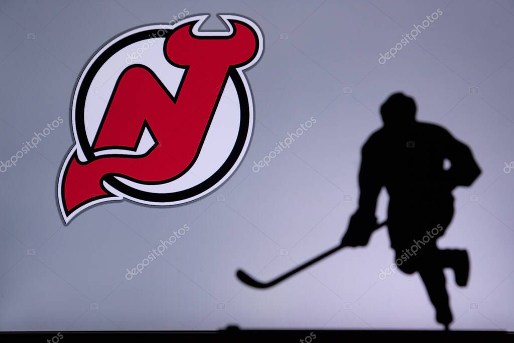 TORONTO, CANADA, 17. JULY: New Jersey Devils Concept photo. silhouette of profesiional NHL hockey player