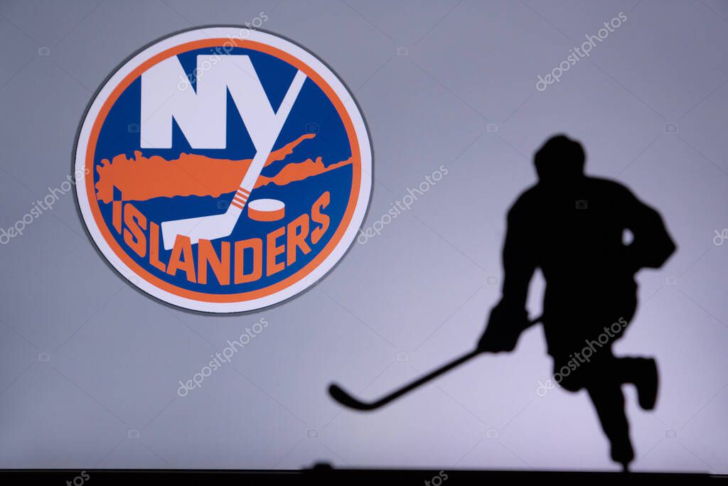TORONTO, CANADA, 17. JULY: New York Islanders Concept photo. silhouette of profesiional NHL hockey player