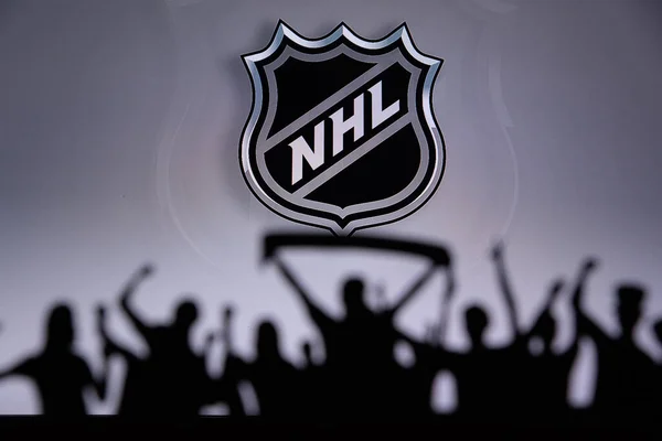 NHL Hockey Club Fans γιορτάζουν και να υποστηρίξει την ομάδα χόκεϊ NHL. — Φωτογραφία Αρχείου