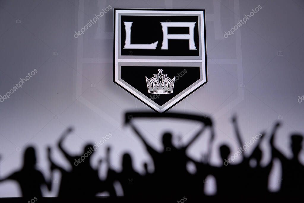 TORONTO, CANADA, 17. JULY: Los Angeles KingsFans Silhouette. Crowd celebrate and support the NHL hockey Team. Sport photo, edit space