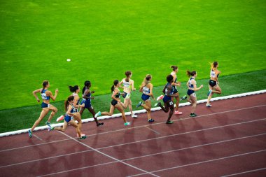 OSTRAVA, CZECH Cumhuriyet, EYLÜL. - Sekiz. 2020: Koşu ve saha yarışı, profesyonel atletizm sporcuları. 800 metre yarışı. Tokyo 2021 Yaz Olimpiyatları için hazırlık