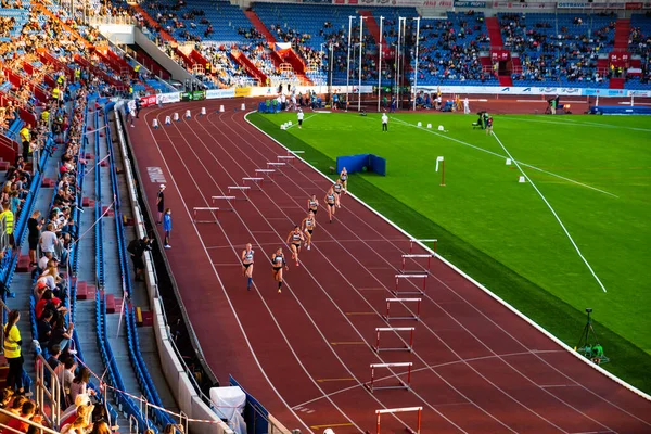 Ostrava Tsjechië September 2020 Horden Professionele Atletiek Atletiek Race Vrouwelijke — Stockfoto